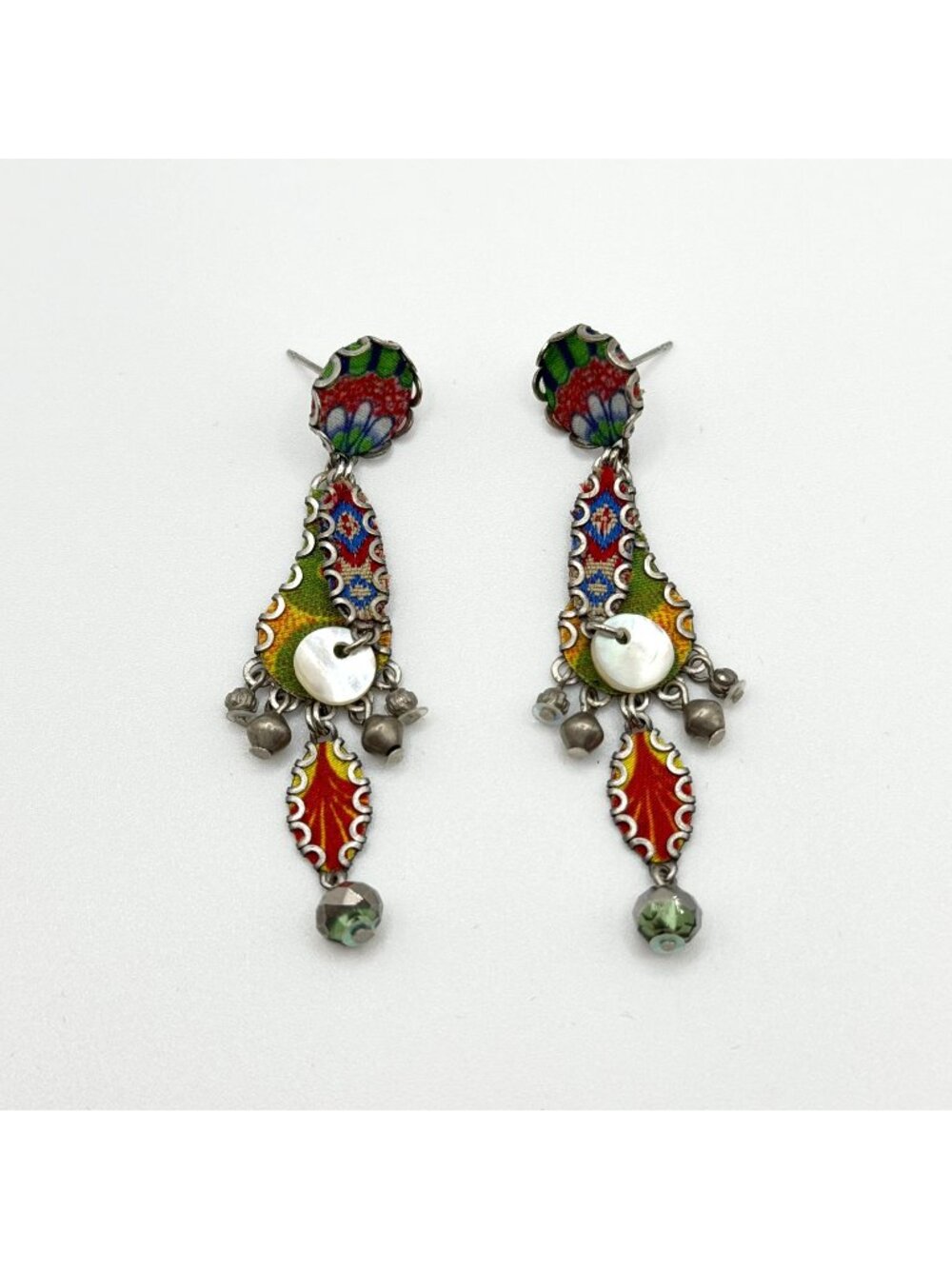 Ayla Bar Silver-Tone Drop Earrings With Colorful Accents